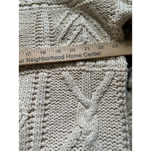 Vintage Gap Sweater Pullover Turtleneck heavy cream linen Cable Hand Knit sz M - Picture 9 of 13